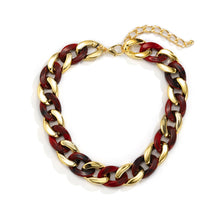 Load image into Gallery viewer, Unisex Chunky Thick Gold Tone Resin Link Chain Necklace