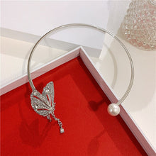 Load image into Gallery viewer, Crystal Butterfly Open Collar Choker Necklace For Women