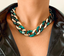 Load image into Gallery viewer, Unisex Chunky Thick Gold Tone Resin Link Chain Necklace