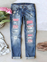 Load image into Gallery viewer, Boyfriend Jeans For Women Cargo Wide Leg Pants Women Fashion Ripped Hole Plaid Patch Patchwork Long Jeans Denim Pants Trousers - Tyche Ace