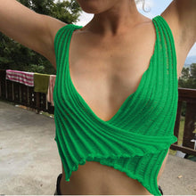 Load image into Gallery viewer, Women Fashion Knitted Sweater Wrap Crop Tops