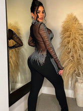 Load image into Gallery viewer, Women Elegant Patchwork Rhinestone Studded Jumpsuit - Tyche Ace