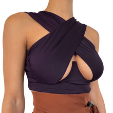 Load image into Gallery viewer, Cross Wrap Sleeveless Cut-Out Front Crop Bustier Tops- Plus Size freeshipping - Tyche Ace