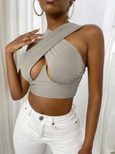 Load image into Gallery viewer, Cross Wrap Sleeveless Cut-Out Front Crop Top-Plus Sizes freeshipping - Tyche Ace