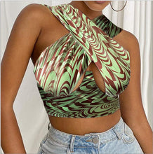 Load image into Gallery viewer, Cross Wrap Sleeveless Cut-Out Front Crop Bustier Tops- Plus Size freeshipping - Tyche Ace