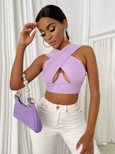 Load image into Gallery viewer, Cross Wrap Sleeveless Cut-Out Front Crop Bustier Tops- Plus Size freeshipping - Tyche Ace