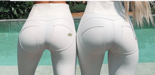 Load image into Gallery viewer, White High Waist PU Leather Pencil Trousers