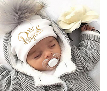 Load image into Gallery viewer, Golden Princess Prince Letter Design Pompom Cute Beanie Hats Kids