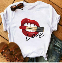 Load image into Gallery viewer, Awesome Red Lips Print Women Casual T Shirts freeshipping - Tyche Ace
