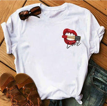 Load image into Gallery viewer, Awesome Red Lips Print Women Casual T Shirts freeshipping - Tyche Ace