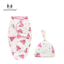 Load image into Gallery viewer, Baby Cotton Cartoon Cocoon Swaddle Wrap Blanket and Hat Set freeshipping - Tyche Ace
