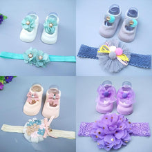 Load image into Gallery viewer, Baby Cute Bowknot Socks Booties+ Hair Band Set freeshipping - Tyche Ace