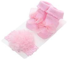 Load image into Gallery viewer, Baby Cute Bowknot Socks Booties+ Hair Band Set freeshipping - Tyche Ace