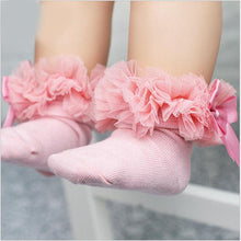 Load image into Gallery viewer, Baby Girls Cotton Lace Ruffle Bowtie  Socks freeshipping - Tyche Ace