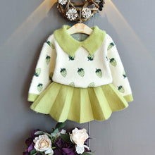 Load image into Gallery viewer, Baby Girls Knitted Fruit Embroidered Design Cardigan And Pleated Skirt Set freeshipping - Tyche Ace