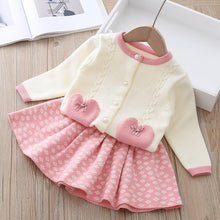 Load image into Gallery viewer, Baby Girls Knitted Fruit Embroidered Design Cardigan And Pleated Skirt Set freeshipping - Tyche Ace