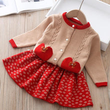 Load image into Gallery viewer, Baby Girls Knitted Fruit Embroidered Design Cardigan And Pleated Skirt Set freeshipping - Tyche Ace