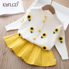 Load image into Gallery viewer, Baby Girls Knitted Fruit Embroidered Design Cardigan And Pleated Skirt Set freeshipping - Tyche Ace