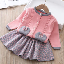Load image into Gallery viewer, Baby Girls Knitted Fruit Embroidered Design Cardigan And Pleated Skirt Set freeshipping - Tyche Ace