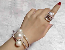 Load image into Gallery viewer, Trendy Fashion Jewellery Multi Layer Large Pearl Bracelet Bangle And Rings Set