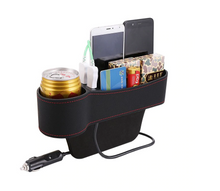 Load image into Gallery viewer, Car PU Leather Seat Gap Organiser Storage Holder With Dual USB Charger Ports freeshipping - Tyche Ace