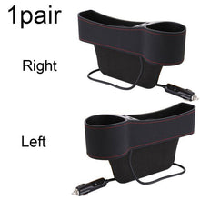 Load image into Gallery viewer, Car PU Leather Seat Gap Organiser Storage Holder With Dual USB Charger Ports freeshipping - Tyche Ace