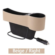 Load image into Gallery viewer, Car PU Leather Seat Gap Organiser Storage Holder With Dual USB Charger Ports freeshipping - Tyche Ace