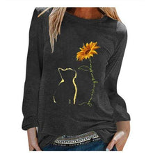 Load image into Gallery viewer, Cat Sunflower Women Long Sleeve T shirt freeshipping - Tyche Ace