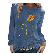 Load image into Gallery viewer, Cat Sunflower Women Long Sleeve T shirt freeshipping - Tyche Ace