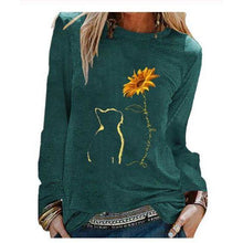 Load image into Gallery viewer, Cat Sunflower Women Long Sleeve T shirt freeshipping - Tyche Ace