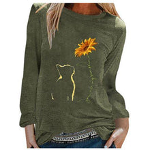 Load image into Gallery viewer, Cat Sunflower Women Long Sleeve T shirt freeshipping - Tyche Ace