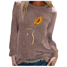 Load image into Gallery viewer, Cat Sunflower Women Long Sleeve T shirt freeshipping - Tyche Ace