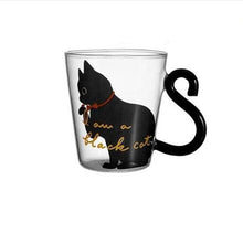 Load image into Gallery viewer, Contemporary Black Cat Shape Image Glass Coffee Mug freeshipping - Tyche Ace