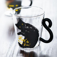 Load image into Gallery viewer, Contemporary Black Cat Shape Image Glass Coffee Mug freeshipping - Tyche Ace