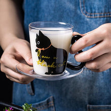 Load image into Gallery viewer, Contemporary Black Cat Shape Image Glass Coffee Mug freeshipping - Tyche Ace
