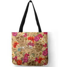 Load image into Gallery viewer, Eco Linen Crane Skull Tattoo Art Tote Shopping/Storage Bag freeshipping - Tyche Ace