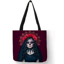 Load image into Gallery viewer, Eco Linen Crane Skull Tattoo Art Tote Shopping/Storage Bag freeshipping - Tyche Ace