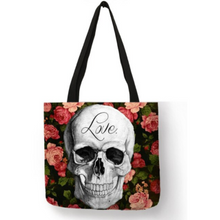 Load image into Gallery viewer, Eco Linen Crane Skull Tattoo Art Tote Shopping/Storage Bag freeshipping - Tyche Ace
