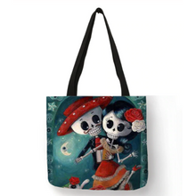 Load image into Gallery viewer, Eco Linen Crane Skull Tattoo Art Tote Shopping/Storage Bag freeshipping - Tyche Ace