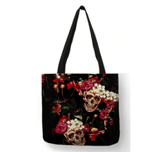 Load image into Gallery viewer, Eco Linen Crane Skull Tattoo Art Tote Shopping/Storage Bag freeshipping - Tyche Ace