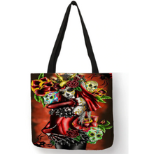 Load image into Gallery viewer, Eco Linen Crane Skull Tattoo Art Tote Shopping/Storage Bag freeshipping - Tyche Ace