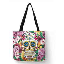 Load image into Gallery viewer, Eco Linen Crane Skull Tattoo Art Tote Shopping/Storage Bag freeshipping - Tyche Ace