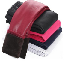 Load image into Gallery viewer, Winter Thick Velvet Pencil Faux PU Leather Legging For Girls - Tyche Ace