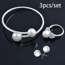 Load image into Gallery viewer, Trendy Fashion Jewellery Multi Layer Large Pearl Bracelet Bangle And Rings Set