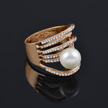 Load image into Gallery viewer, Trendy Fashion Jewellery Multi Layer Large Pearl Bracelet Bangle And Rings Set