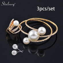 Load image into Gallery viewer, Trendy Fashion Jewellery Multi Layer Large Pearl Bracelet Bangle And Rings Set
