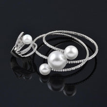Load image into Gallery viewer, Trendy Fashion Jewellery Multi Layer Large Pearl Bracelet Bangle And Rings Set