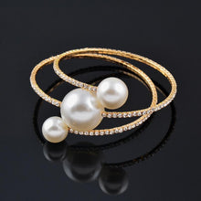 Load image into Gallery viewer, Trendy Fashion Jewellery Multi Layer Large Pearl Bracelet Bangle And Rings Set