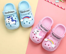 Load image into Gallery viewer, Unicorn Cartoon Design Flip Flops For Kids