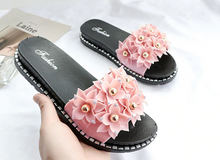 Load image into Gallery viewer, Open Toe Gold Applique Pleated Flat Flip Flops freeshipping - Tyche Ace